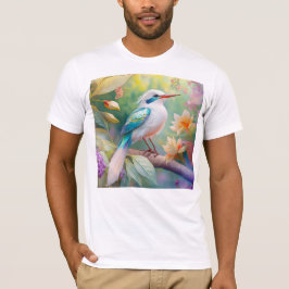 Camiseta Ave de Fantasia com Asa de Azul Iridescente com To