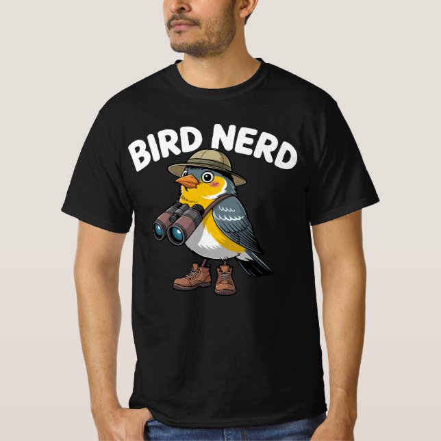 Camiseta Ave Engraçado Nerd Observando | Ornithology Lover (Frente)