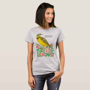 Camiseta Ave Estatal de Dakota do Norte Oeste de Meadowlark