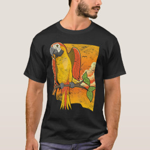 Camiseta Ave Exótica Animal da Selva Arara Pôr do Sol Tropi