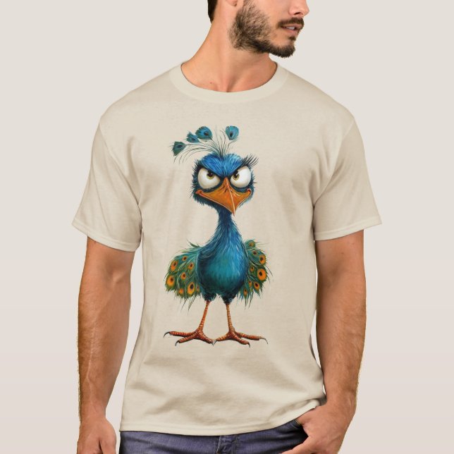 Camiseta Ave extravagante de pavão (Frente)