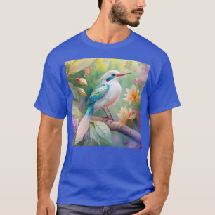Camiseta Ave Fantasia de Asa de Azul Iridescente com Topete