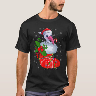Camiseta Ave Ibis Engraçada em Meias de Natal Luzes do Papa