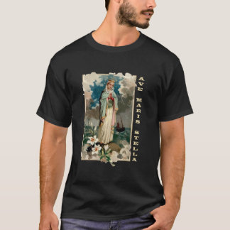 Camiseta Ave Maris Stella Lady Abençoada Mãe Mary Latino Ca