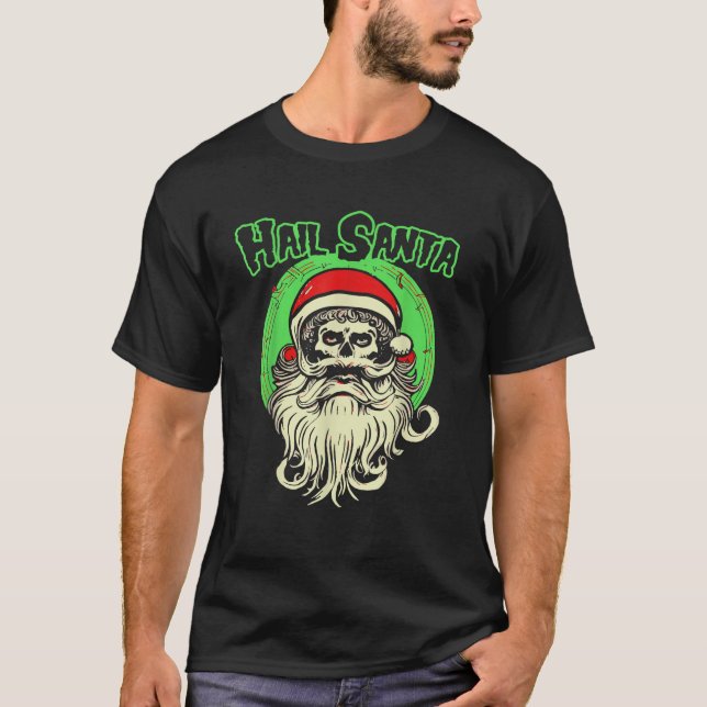 Camiseta Ave Papais noeis Engraçados Caveira Frio Papai Noe (Frente)