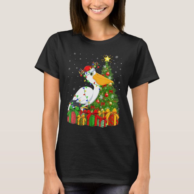 Camiseta Ave Pelicano   Férias de Natal Pelicano do Papai N (Frente)