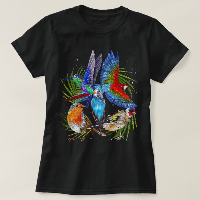 Camiseta Ave Tropical Bird, observadora de aves (Frente do Design)