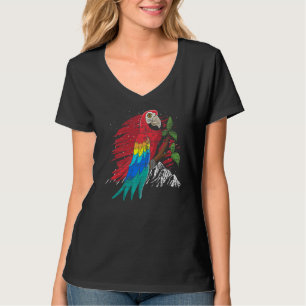 Camiseta Ave Tropical Observando Maca Colorida Selvagem Ani