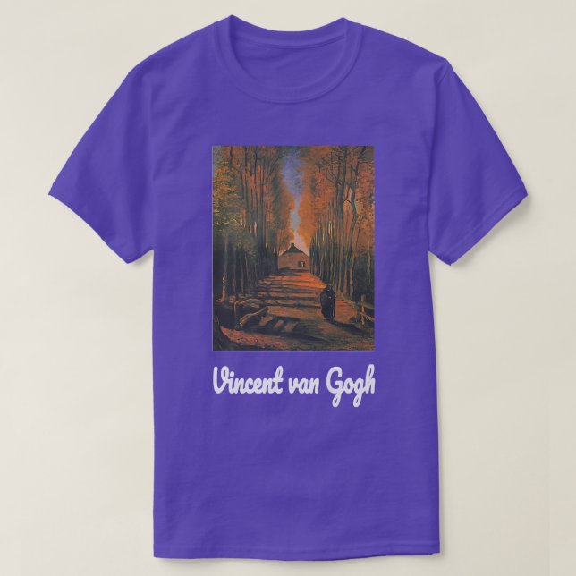 Camiseta Avenida Van Gogh dos Poplars no outono - Retro Vin (Frente do Design)