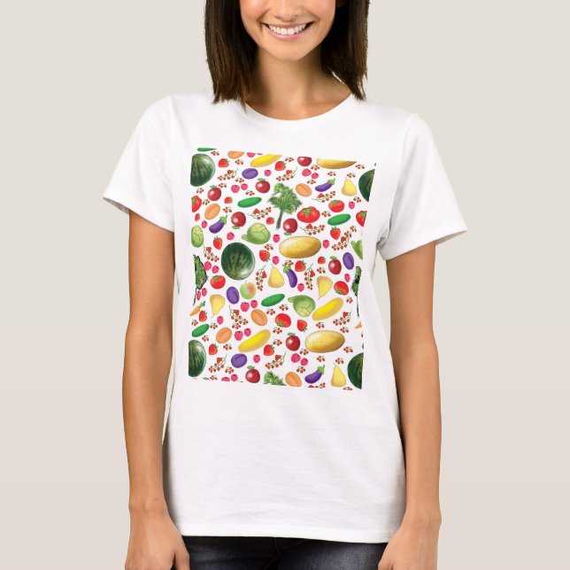 Camiseta avental com frutas e vegetais para vegetariano (Frente)