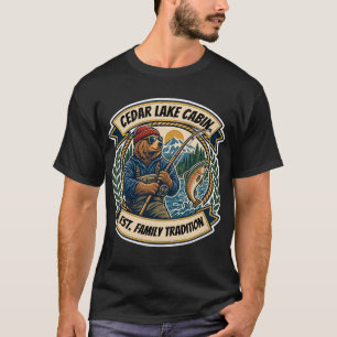 Camiseta Aventura ao Ar Livre com Urso de Pesca Vintage