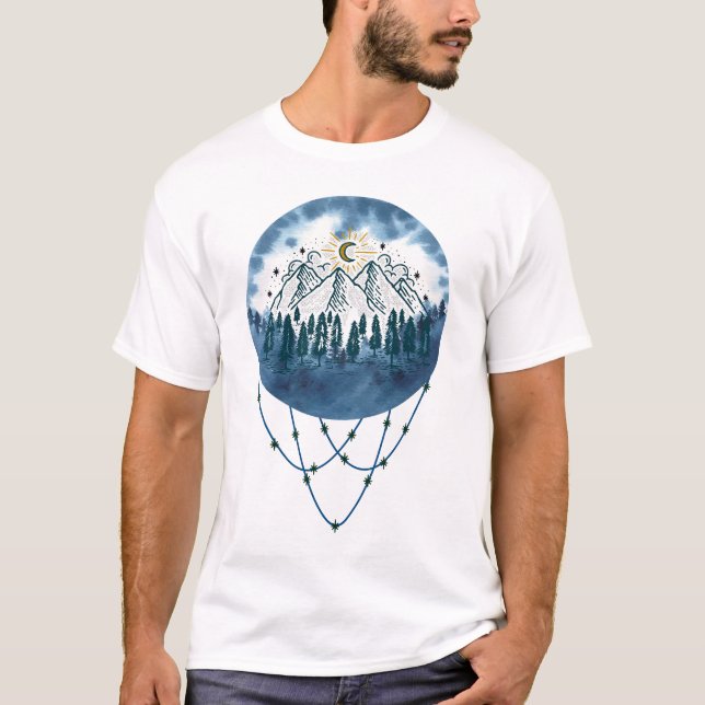 Camiseta Aventura ao ar livre de pinheiro das montanhas Sno (Frente)
