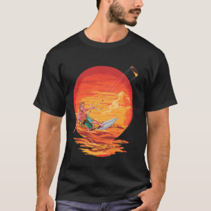 Camiseta Aventura Aquática de Kiteboarding Pôr do Sol Retro