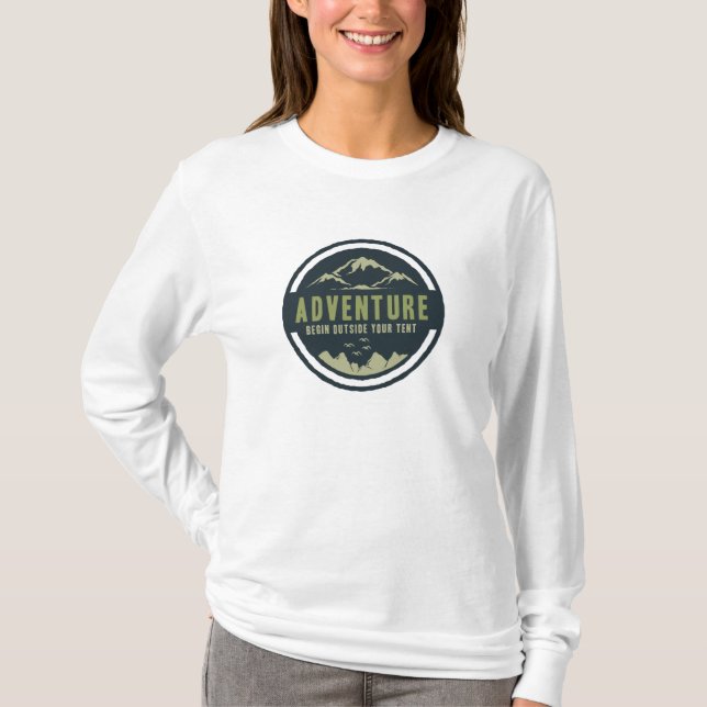 Camiseta Aventura Começa fora da sua barraca (Frente)