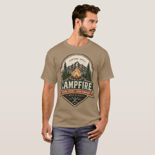 Camiseta Aventura de Acampamento em Fogueira