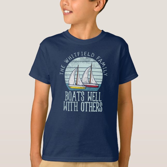 Camiseta Aventura de Barco da Família de Combinação Náutica (Frente)