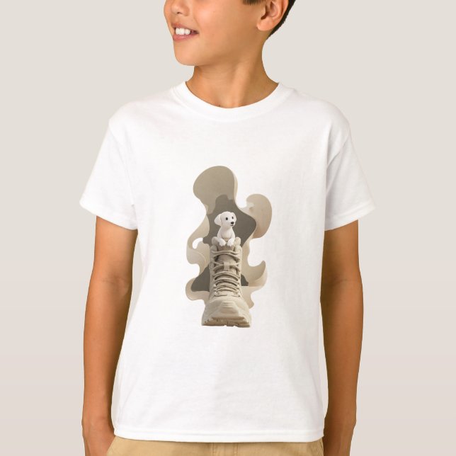 Camiseta Aventura de Botas para Cachorrinhos (Frente)