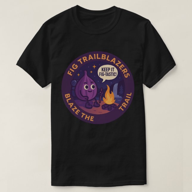 Camiseta Aventura de Camping Fig-Tástico (Frente do Design)