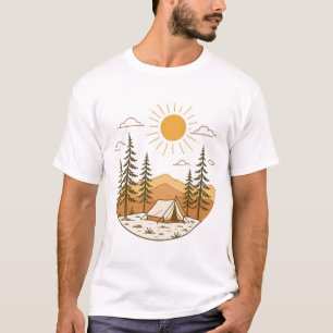 Camiseta Aventura de Camping Minimalista na Montanha ao Ar