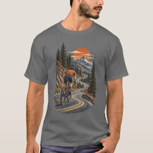 Camiseta Aventura de Ciclismo na Estrada da Montanha ao Pôr