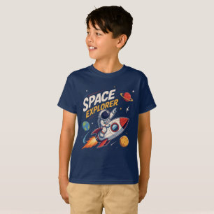 Camiseta Aventura de Foguete Explorador Espacial