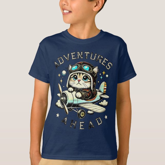 Camiseta Aventura de Gatinho Fofo – Para pequenos sonhadore (Frente)