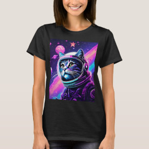 Camiseta Aventura de Gato do Espaço Negrito - Galáxia de Va
