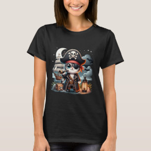Camiseta Aventura de Gato Pirata Gato Antigo Amante Retro P