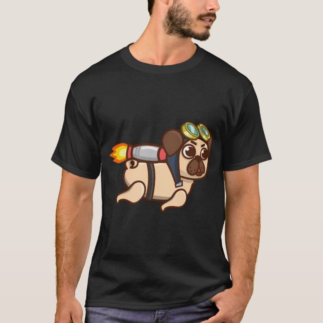 Camiseta Aventura de Jetpack Pug's (Frente)