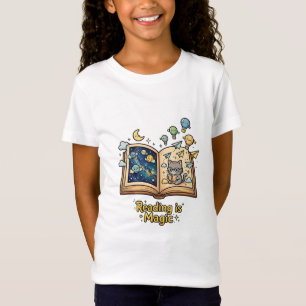 Camiseta Aventura de Leitura Mágica - Design Kawaii de Livr