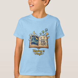 Camiseta Aventura de Leitura Mágica - Design Kawaii de Livr