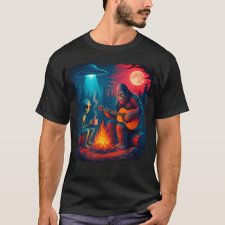 Camiseta Aventura de OVNIs da Lua ao Redor da Fogueira com