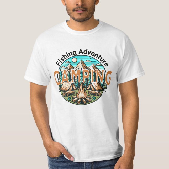 Camiseta Aventura de Pesca / Acampamento (Frente)