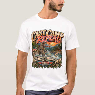 Camiseta Aventura de pesca fly vintage Cast Camp Repeat