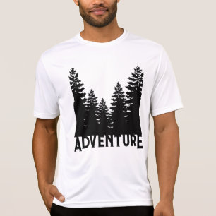 Camiseta Aventura de pinheiro branco-preto gráfico minimali