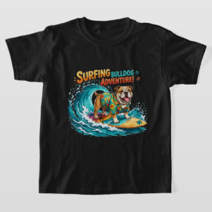 Camiseta Aventura de Surf Retro do Bulldog - Praia Vintage