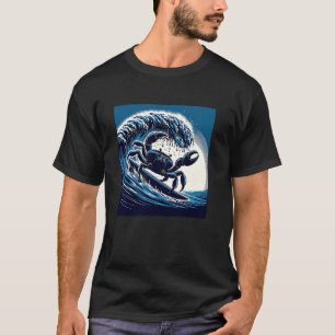Camiseta Aventura de Surfe de Caranguejo Onda do Mar Praia
