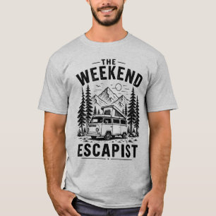 Camiseta Aventura de Van Camper Vintage Montanha Selvagem