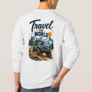 Camiseta Aventura de Viagem pelo Mundo Jeep Estrada Montanh