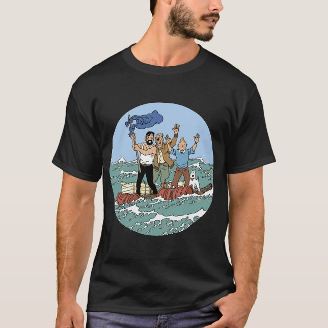 Camiseta Aventura Do Mar De Tin-Tin Com O Capitão Haddock (Frente)