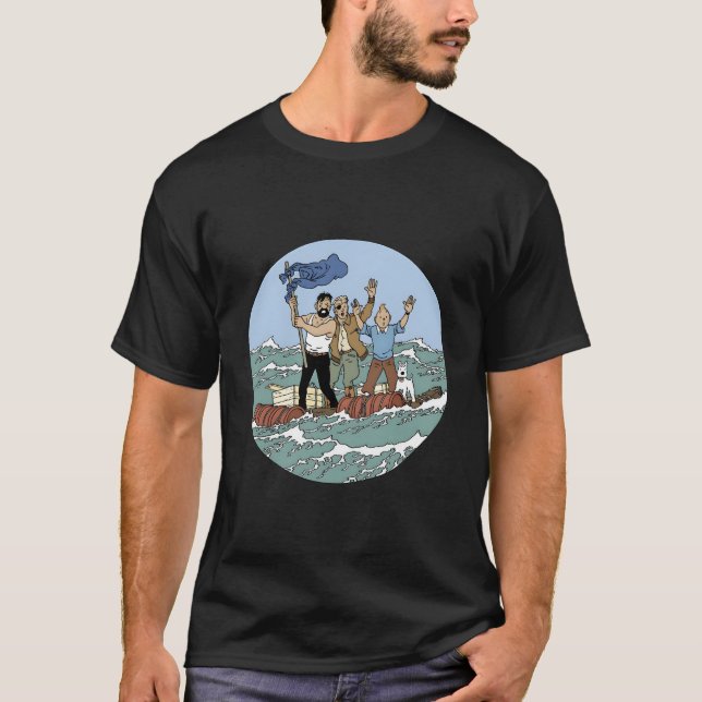 Camiseta Aventura Do Mar De Tin-Tin Com O Capitão Haddock (Frente)