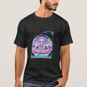 Camiseta Aventura Espacial Colorida da Menina de Animação K