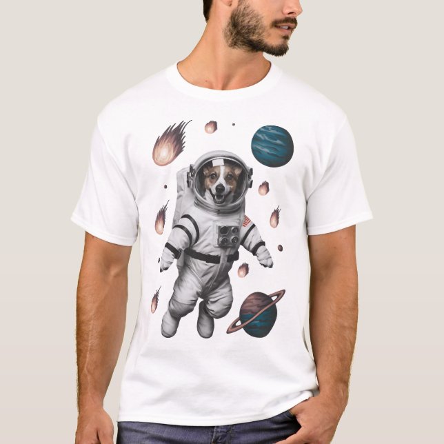 Camiseta Aventura Espacial Com Um Cachorro Astronauta (Frente)