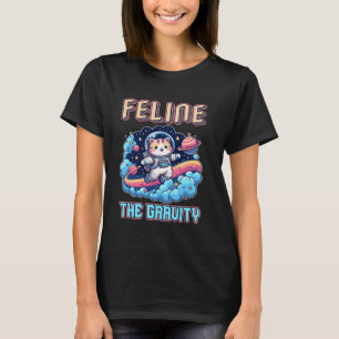 Camiseta Aventura Espacial do Gato Astronauta Felino na Gra