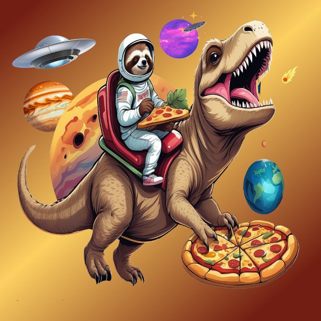 Camiseta Aventura Espacial T-Rex da Pizza Sloth (Criador carregado)