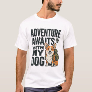 Camiseta Aventura Espera Com Meu Cachorro Design de Caminha