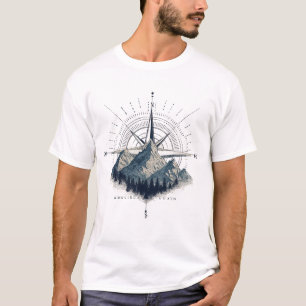 Camiseta Aventura Espera – Emblema de Bússola e Montanha