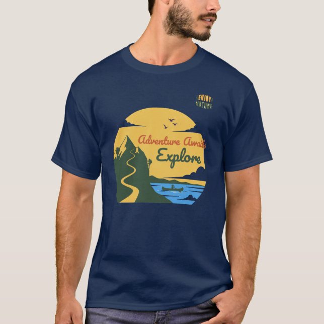 Camiseta Aventura Espera: Explore e Desfrute da Natureza (Frente)
