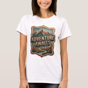 Camiseta AVENTURA ESPERA Impressão Dourada Atraente