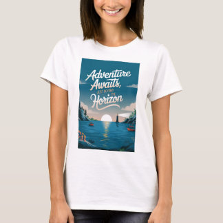 Camiseta Aventura espera, logo além do horizonte